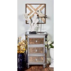 Wholesale ✨ Grey Glass and Wood Glam Chest, 28" x 18" x 15" by Ivory and Iris 🌟 -Cheap Ivory and Iris Store D404619S 11