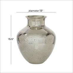 Best deal ✔️ 16" Silver Aluminum Contemporary Round Vase by Ivory and Iris 😍 -Cheap Ivory and Iris Store D404768S 5