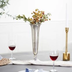 Best Sale 🔔 14" Silver Aluminum Traditional Vase by Ivory and Iris 👏 -Cheap Ivory and Iris Store D404774S 6