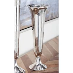 Best Sale 🔔 14" Silver Aluminum Traditional Vase by Ivory and Iris 👏 -Cheap Ivory and Iris Store D404774S 7