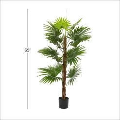 Flash Sale 👏 Fountain Palm Tree, Artificial Decorative Foliage For Indoors, 65", Green by Ivory and Iris ✔️ -Cheap Ivory and Iris Store D404838S 7