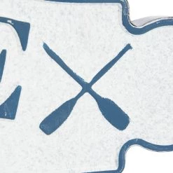 Brand new 😍 Blue Metal Coastal Sign Wall Décor by Ivory and Iris 🧨 -Cheap Ivory and Iris Store D404865S 4