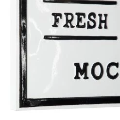 Wholesale ❤️ 34" White Fresh Brewed Coffee Farmhouse Metal Wall Sign by Ivory and Iris 😍 -Cheap Ivory and Iris Store D404884S 3