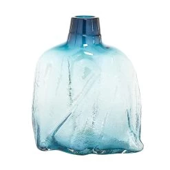 Budget 😉 12" Blue Modern Style Glass Bottle Vase by Ivory and Iris ✔️ -Cheap Ivory and Iris Store D405047S 4