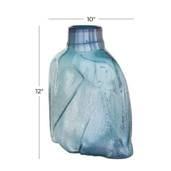 Budget 😉 12" Blue Modern Style Glass Bottle Vase by Ivory and Iris ✔️ -Cheap Ivory and Iris Store D405047S 5
