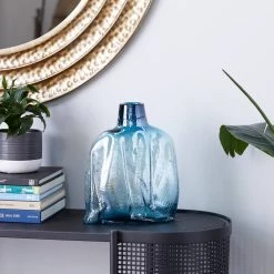 Budget 😉 12" Blue Modern Style Glass Bottle Vase by Ivory and Iris ✔️ -Cheap Ivory and Iris Store D405047S 6