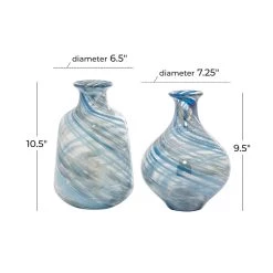 Hot Sale ⌛ Blue Contemporary Glass Vase Set by Ivory and Iris 😍 -Cheap Ivory and Iris Store D405054S 6