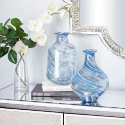 Hot Sale ⌛ Blue Contemporary Glass Vase Set by Ivory and Iris 😍 -Cheap Ivory and Iris Store D405054S 7