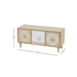 Best deal 😉 Light Brown Wood Eclectic 3-Drawer Jewelry Box by Ivory and Iris 👏 -Cheap Ivory and Iris Store D407368S 4