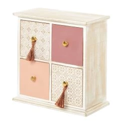 Outlet ✔️ Light Brown Linen & Wood Eclectic 4-Drawer Jewelry Box by Ivory and Iris 😀
