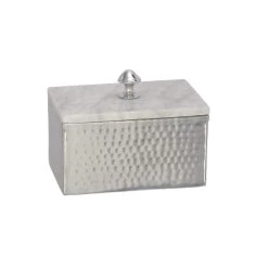 Wholesale 🌟 Gray Rectangular Aluminum Jewelry Box with Stoneware Lid by Ivory and Iris ❤️