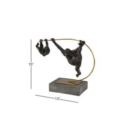 Best deal 🤩 Black Resin Modern Sculpture, Monkey 13" x 15" x 6" by Ivory and Iris 😉 -Cheap Ivory and Iris Store D488659S 7