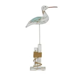 Best Pirce 🤩 Coastal White Wood and Jute Seabird Sculpture, 21" x 12" x 3" by Ivory and Iris ✨ -Cheap Ivory and Iris Store D488670S 3