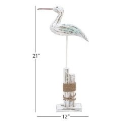 Best Pirce 🤩 Coastal White Wood and Jute Seabird Sculpture, 21" x 12" x 3" by Ivory and Iris ✨ -Cheap Ivory and Iris Store D488670S 8