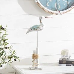 Best Pirce 🤩 Coastal White Wood and Jute Seabird Sculpture, 21" x 12" x 3" by Ivory and Iris ✨ -Cheap Ivory and Iris Store D488670S 9
