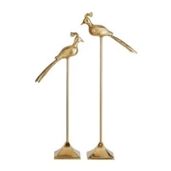 Best Pirce 🌟 Set of 2 Gold Aluminum Eclectic Bird Sculpture, 32", 28" by Ivory and Iris 🤩