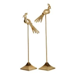 Best Pirce 🌟 Set of 2 Gold Aluminum Eclectic Bird Sculpture, 32", 28" by Ivory and Iris 🤩 -Cheap Ivory and Iris Store D488673S 3