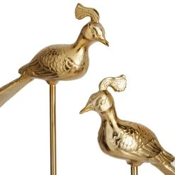 Best Pirce 🌟 Set of 2 Gold Aluminum Eclectic Bird Sculpture, 32", 28" by Ivory and Iris 🤩 -Cheap Ivory and Iris Store D488673S 4
