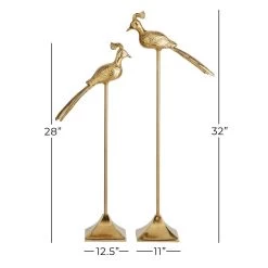 Best Pirce 🌟 Set of 2 Gold Aluminum Eclectic Bird Sculpture, 32", 28" by Ivory and Iris 🤩 -Cheap Ivory and Iris Store D488673S 5