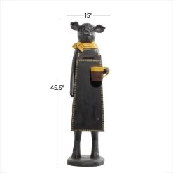 Best Pirce 😀 Black Polystone Farmhouse Pig Sculpture, 46" x 13" x 15" by Ivory and Iris ⭐ -Cheap Ivory and Iris Store D488718S 8