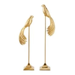 Best Pirce π€© Set of 2 Gold Aluminum Eclectic Bird Sculpture, 32", 27" by Ivory and Iris π