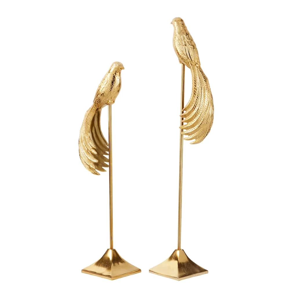 Best Pirce π€© Set of 2 Gold Aluminum Eclectic Bird Sculpture, 32", 27" by Ivory and Iris π 2 Best Pirce π€© Set of 2 Gold Aluminum Eclectic Bird Sculpture, 32", 27" by Ivory and Iris π - Image 2