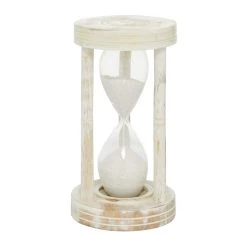 New 😍 12" White Mango Wood Hourglass Timer by Ivory and Iris 🔔
