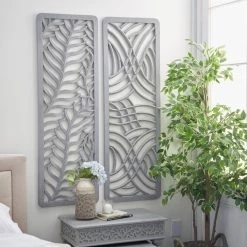 Buy ⭐ 48" Gray Wood Eclectic Abstract Wall Décor Set by Ivory and Iris ✔️ -Cheap Ivory and Iris Store D489184S 8
