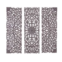 Budget π 72" Gray Wood Traditional Floral Wall Décor Set by Ivory and Iris π