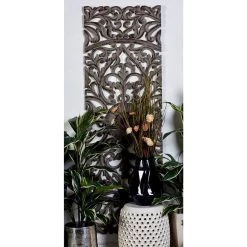 Budget 🌟 72" Gray Wood Traditional Floral Wall Décor Set by Ivory and Iris 😉 -Cheap Ivory and Iris Store D489187S 6