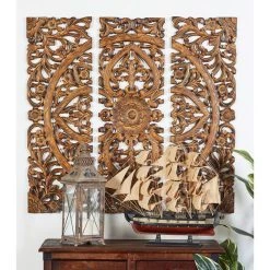 Best reviews of 🔔 36" Brown Wood Traditional Floral Wall Décor Set by Ivory and Iris 👏 -Cheap Ivory and Iris Store D489188S 8