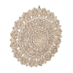 Best Pirce 💯 35" White Traditional Ornamental Wood Round Wall Décor by Ivory and Iris 👍 -Cheap Ivory and Iris Store D489193S 3