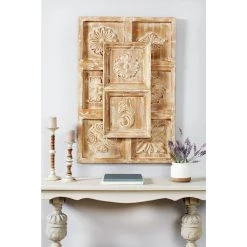 Buy 🔔 48" Brown Vintage Ornamental Wood Wall Décor by Ivory and Iris 🛒 -Cheap Ivory and Iris Store D489202S 9