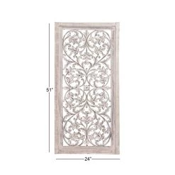 Deals 🎁 Cream Traditional Floral Mango Wood Wall Decor, 51" x 24" by Ivory and Iris ⌛ -Cheap Ivory and Iris Store D489209S 6