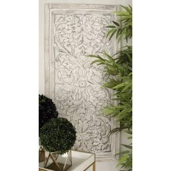 Deals 🎁 Cream Traditional Floral Mango Wood Wall Decor, 51" x 24" by Ivory and Iris ⌛ -Cheap Ivory and Iris Store D489209S 7