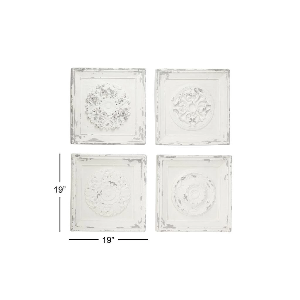 Cheapest π Set of 4 White Fiberglass Vintage Floral Wall Decor, 19" x 19" by Ivory and Iris π 10 Cheapest π Set of 4 White Fiberglass Vintage Floral Wall Decor, 19" x 19" by Ivory and Iris π - Image 10