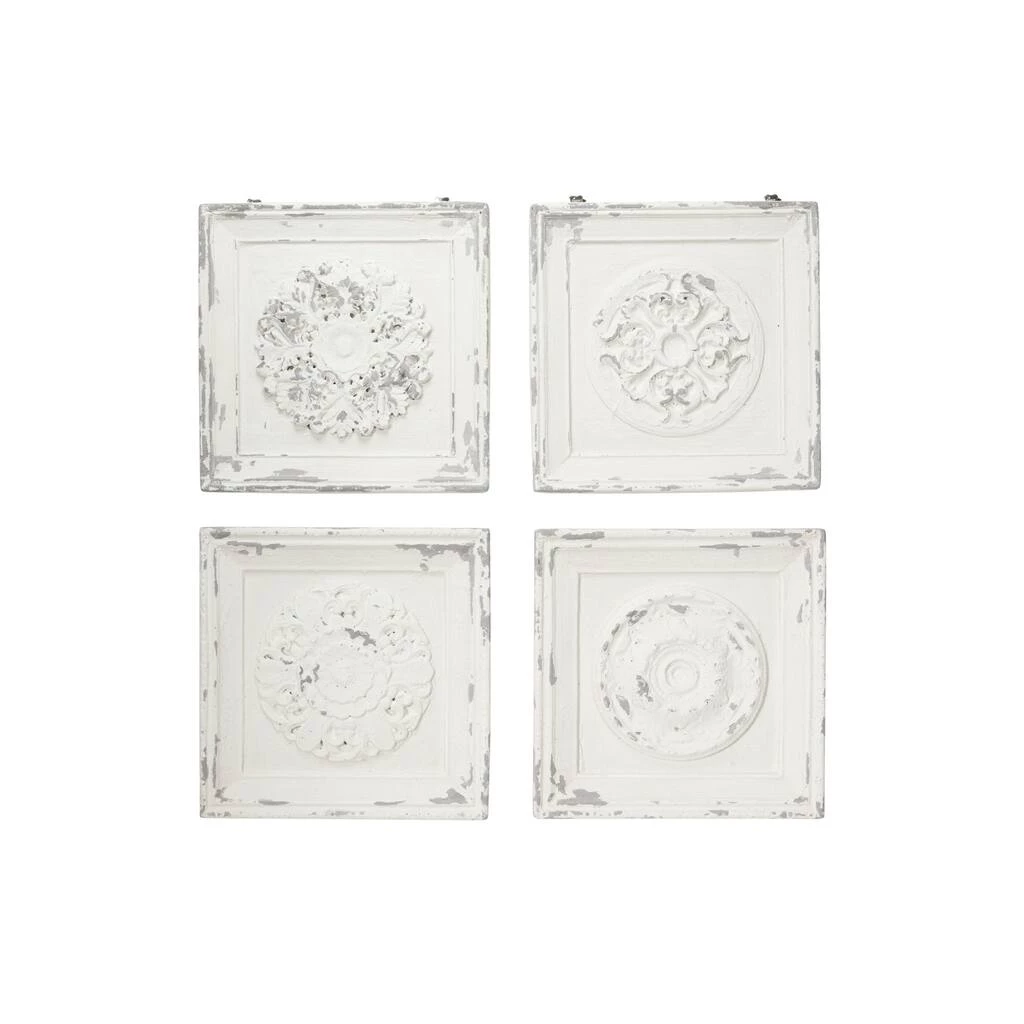Cheapest π Set of 4 White Fiberglass Vintage Floral Wall Decor, 19" x 19" by Ivory and Iris π 2 Cheapest π Set of 4 White Fiberglass Vintage Floral Wall Decor, 19" x 19" by Ivory and Iris π - Image 2