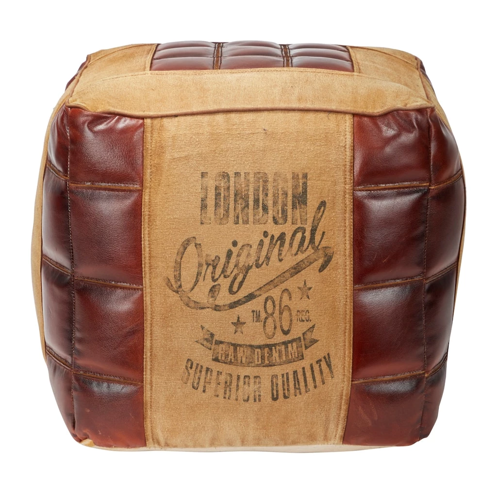 Top 10 π₯ Brown Canvas and Leather Rustic Pouf, 17" x 20" x 20" by Ivory and Iris β 4 Top 10 π₯ Brown Canvas and Leather Rustic Pouf, 17" x 20" x 20" by Ivory and Iris β - Image 4