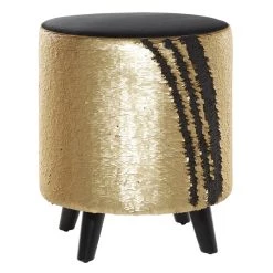 Outlet 😍 18" Gold & Black Sequin Contemporary Stool by Ivory and Iris 🧨