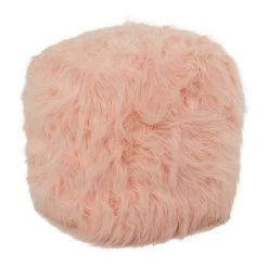 Best deal π 23" Pink Faux Fur Contemporary Stool by Ivory and Iris π