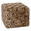 Best Sale 🎁 Brown Wood and Fabric Glam Ottoman, 18" x 18" x 19" by Ivory and Iris 🌟