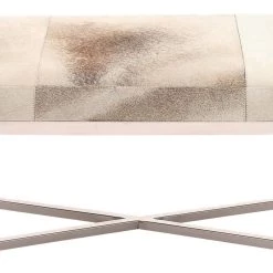 Cheapest ⌛ Beige Stainless Steel Contemporary Bench, 17" x 48" x 20" by Ivory and Iris 😀 -Cheap Ivory and Iris Store D489328S 3