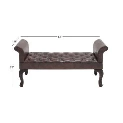 Best reviews of 😍 Brown Wood and Leather Traditional Bench, 25" x 53" x 18" by Ivory and Iris 😍 -Cheap Ivory and Iris Store D489330S 6