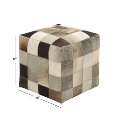 Outlet 😍 Multi Colored Wood Contemporary Ottoman, 16" x 16" x 16" by Ivory and Iris 😉 -Cheap Ivory and Iris Store D489343S 6
