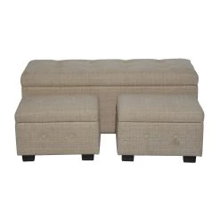Best Sale 🔥 Set of 3 Beige Wood Traditional Storage Bench, 17" x 41" by Ivory and Iris 💯