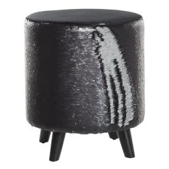 Hot Sale 🤩 18" Black & Silver Sequin Contemporary Stool by Ivory and Iris ✨