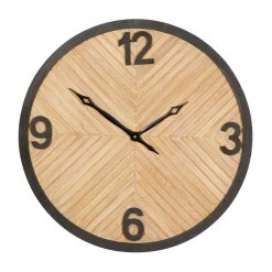 Budget 😍 25" Brown Wood Industrial Wall Clock by Ivory and Iris ✔️