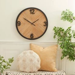 Budget 😍 25" Brown Wood Industrial Wall Clock by Ivory and Iris ✔️ -Cheap Ivory and Iris Store D489924S 8