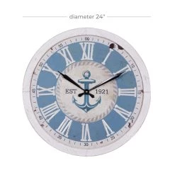 Budget 🥰 24" White Wood Coastal Wall Clock by Ivory and Iris 🧨 16 Budget 🥰 24" White Wood Coastal Wall Clock by Ivory and Iris 🧨 -Cheap Ivory and Iris Store D489926S 8