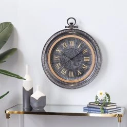 Best deal ⭐ 29" Black Metal Farmhouse Wall Clock by Ivory and Iris ✨ -Cheap Ivory and Iris Store D489933S 8